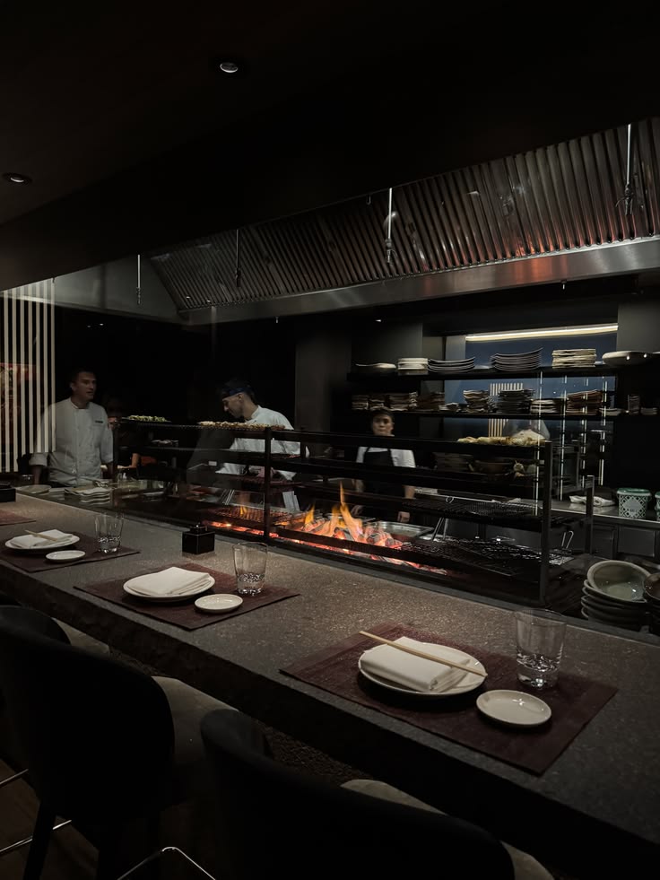The chef's table overlooking the kitchen
